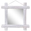 vidaXL Mirror White Reclaimed wood, Glass 27.6 x 27.6 in
