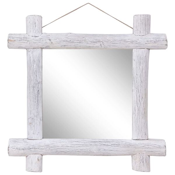 vidaXL Mirror White Reclaimed wood, Glass 27.6 x 27.6 in