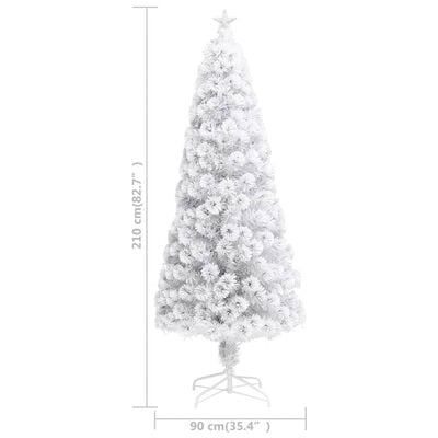 vidaXL Artificial Pre-lit Christmas Tree White 7 ft Fiber Optic