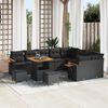 vidaXL Garden Sofa Set with Cushion 13 pcs Black Poly Rattan