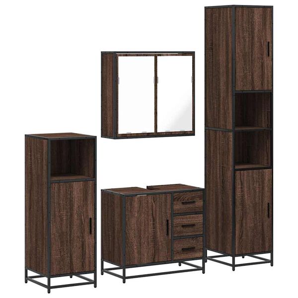 vidaXL Bathroom Furniture Set Brown oak Engineered wood, metal