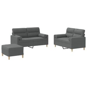 vidaXL Sofa Set Dark Grey Fabric (100% polyester), metal, plywood Large