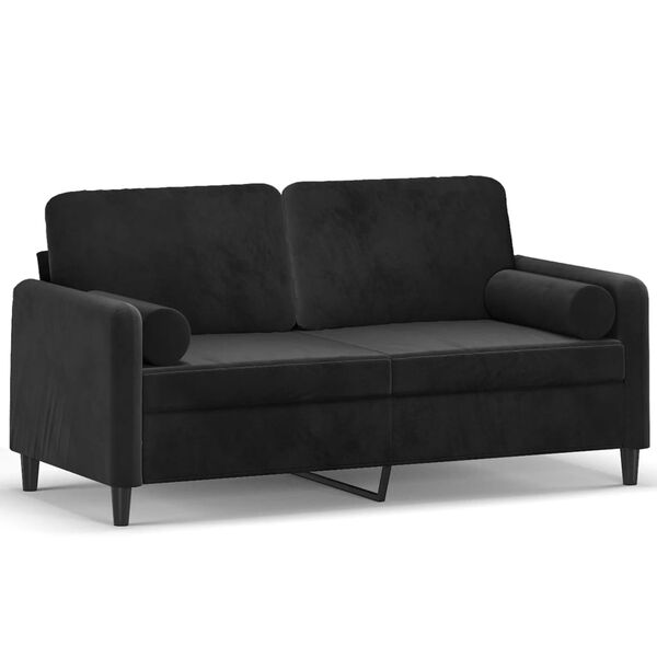 vidaXL 2-seater Sofa Black Velvet 55.1 inches width Removable Covers