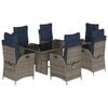 vidaXL Garden Dining Set Grey PE rattan Large Adjustable Armrests