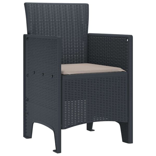 vidaXL Garden Chair 2 pcs Anthracite 20.87 x 19.29 x 33.46 in