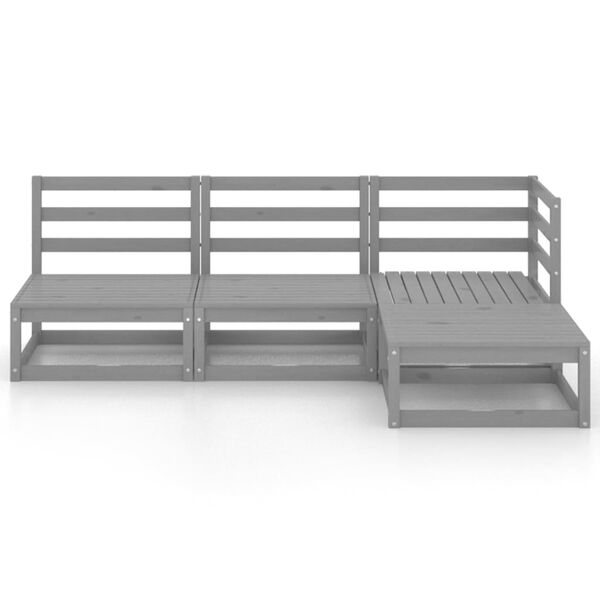 vidaXL Garden Lounge Set Grey Solid pine wood Medium Modular