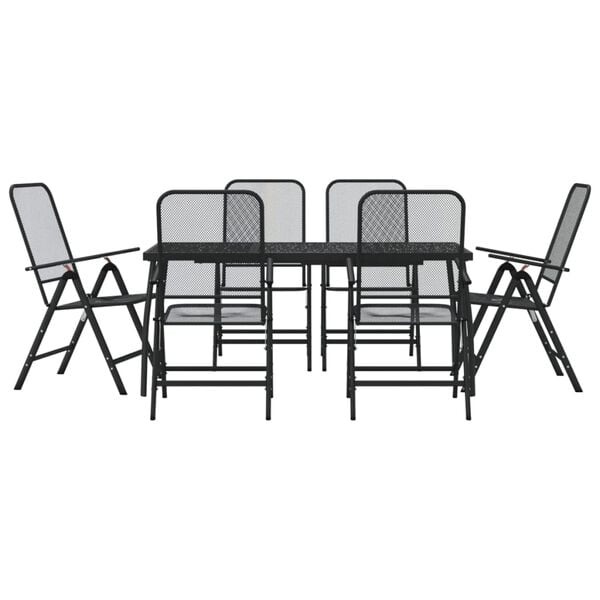 vidaXL Garden Dining Set Anthracite Metal Standard Foldable