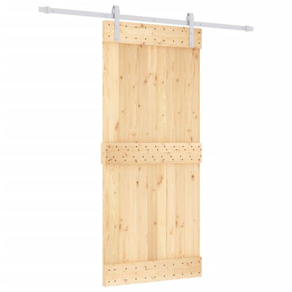vidaXL Sliding Door with Hardware Set 35.4x82.7" Solid Wood Pine