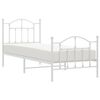 vidaXL Bed Frame White Powder-Coated Steel Single Bed Frame