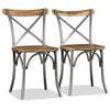 vidaXL Dining Chair Set of 4 Brown and Silver