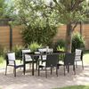 vidaXL Garden Dining Set with Cushion 7 pcs Black Poly Rattan
