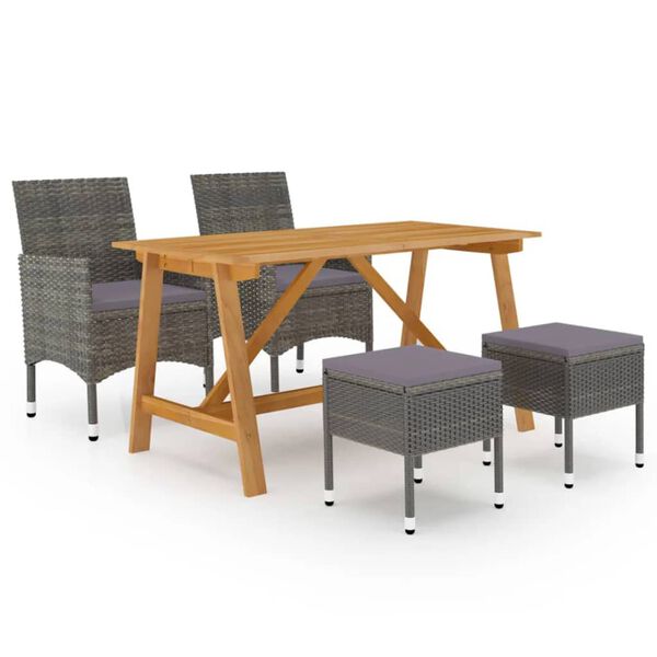 vidaXL Dining Set Grey Solid acacia wood Medium Garden Dining Set