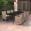vidaXL 7 Piece Patio Dining Set with Cushions Poly Rattan and Glass