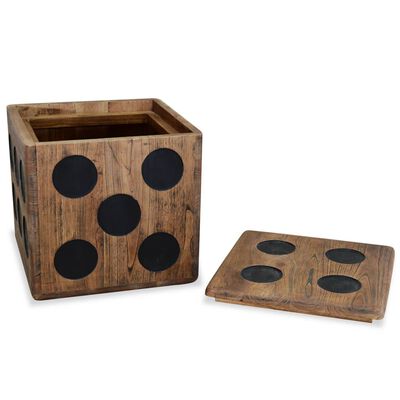 vidaXL Storage Box Mindi Wood 15.7"x15.7"x15.7" Dice Design