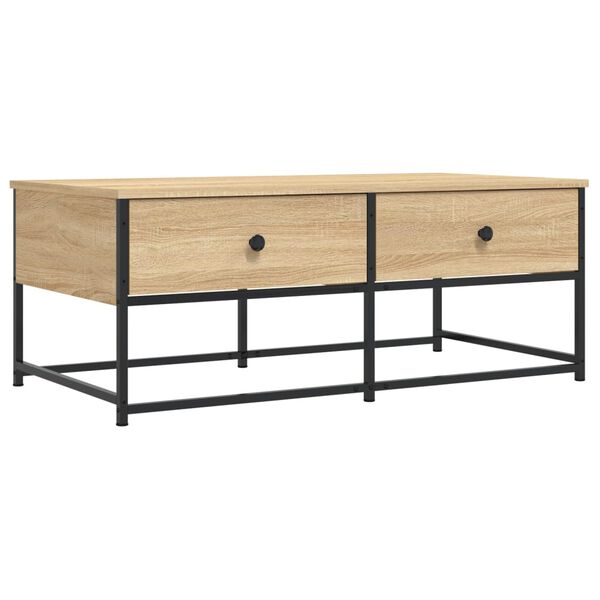 vidaXL Coffee Table Sonoma Oak Engineered Wood, Metal Medium
