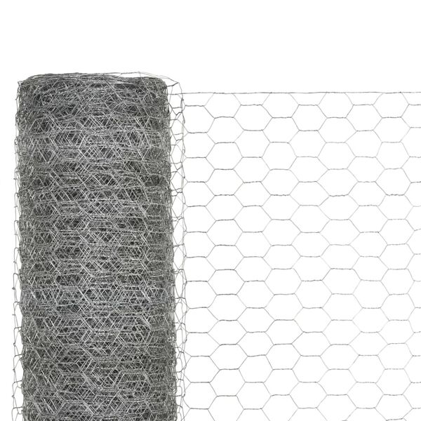 vidaXL Chicken Wire Fence Galvanized Steel 82'x4.9' Silver