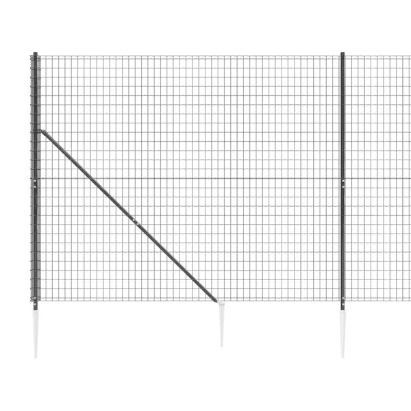 vidaXL Wire Mesh Fence with Spike Anchors Anthracite 5.2x32.8'