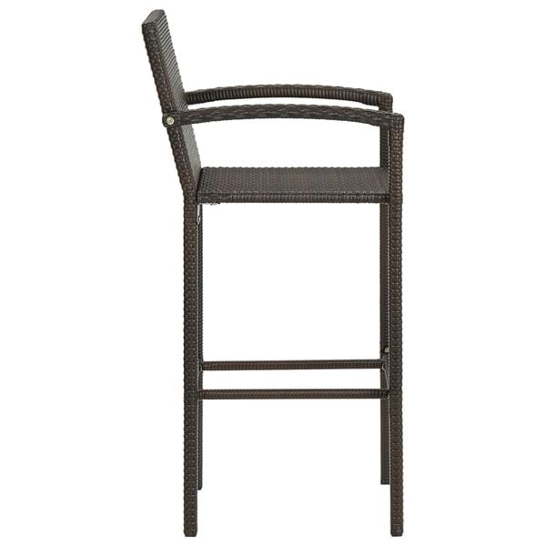 vidaXL Bar Stool Set of 4 Brown Synthetic rattan, powder-coated steel