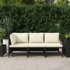 vidaXL Garden Sofa Set Black PE rattan, steel, 100% polyester Medium
