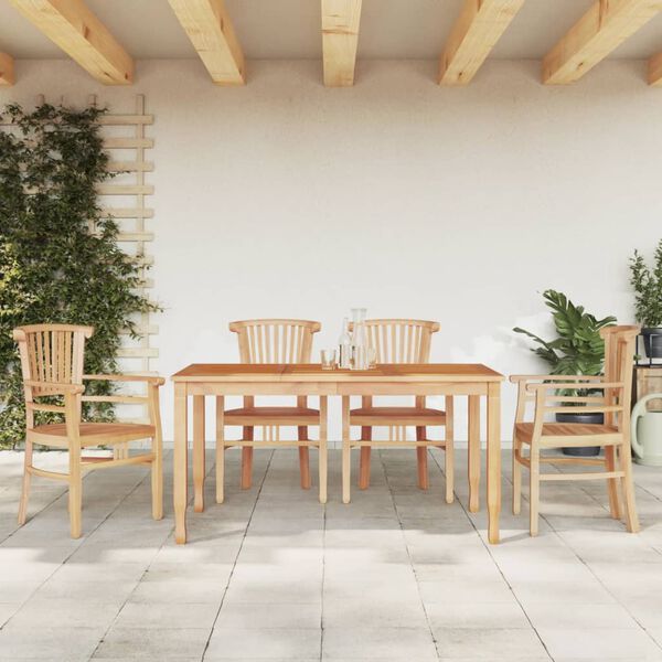 vidaXL Garden Dining Set Natural Wood Solid teak wood 5 Piece Ergonomic