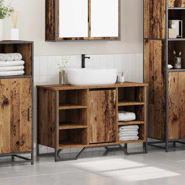 vidaXL Bathroom Sink Cabinet Old Wood 35.83 x 13.78 x 23.62 in