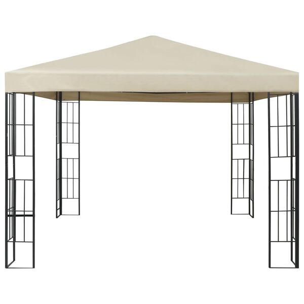 vidaXL Gazebo Cream, Black Polyester fabric, Steel 9.8 x 9.8 feet Gazebo
