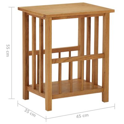 vidaXL Magazine Table 17.7"x13.8"x21.6" Solid Oak Wood