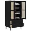 vidaXL Wardrobe Black Solid Pine Wood, Engineered Wood, Poly Rattan