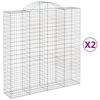 vidaXL Gabion Basket Set of 2 Silver Galvanized Iron 78.7x19.7x86.6 in