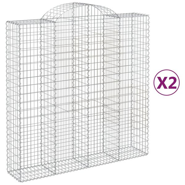 vidaXL Gabion Basket Set of 2 Silver Galvanized Iron 78.7x19.7x86.6 in