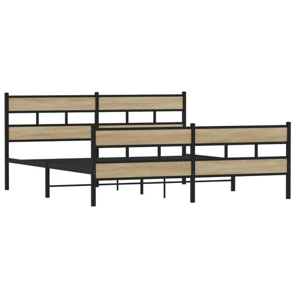 vidaXL Bed Frame Sonoma Oak Steel, Sonoma Oak Engineered Wood Full