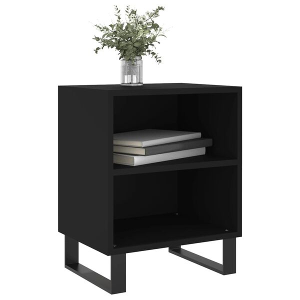 vidaXL Bedside Cabinet Black Engineered wood Medium Bedside Cabinet