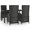 vidaXL Garden Dining Set Black PE Rattan Medium Adjustable Armrests