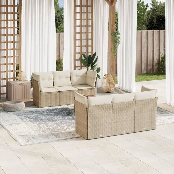 vidaXL Garden Sofa Set Beige, Cream White