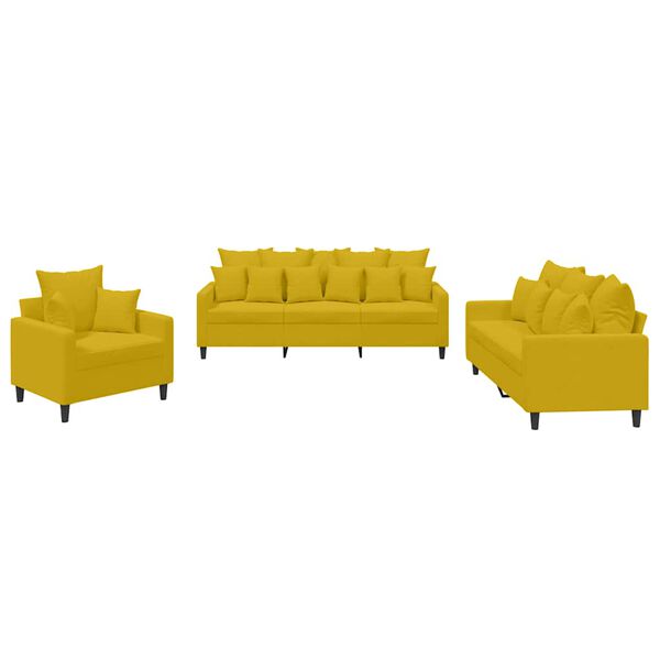 vidaXL Sofa Set Yellow Velvet Multiple Sizes Sofa Set Rectangular