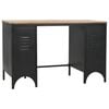 vidaXL Double Pedestal Desk Black and natural wood Solid Firwood and Steel