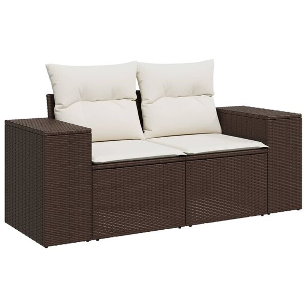 vidaXL Garden Sofa Set Brown and Cream White