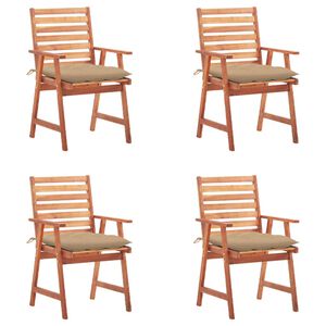 vidaXL Patio Chair Set of 4 Natural Wood Solid Acacia wood Standard