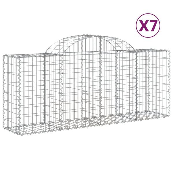 vidaXL Gabion Basket Set of 7 Silver Galvanized Iron Medium