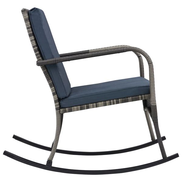 vidaXL Rocking Chair Anthracite PE Rattan, Powder-coated Steel, Polyester