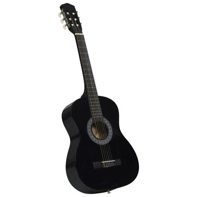 vidaXL 8 Piece Classical Guitar Beginner Set Black 3/4 36"