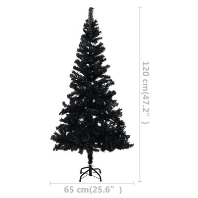 vidaXL Artificial Christmas Tree with LEDs&Ball Set Black 47.2" PVC (329179+330097)