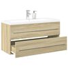 vidaXL Bathroom Furniture Set Sonoma oak, white Engineered wood, ceramic