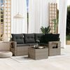 vidaXL Garden Sofa Set Grey PE rattan, powder-coated steel, tempered glass
