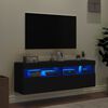 vidaXL TV Wall Cabinet Set of 2 Black Engineered wood Medium