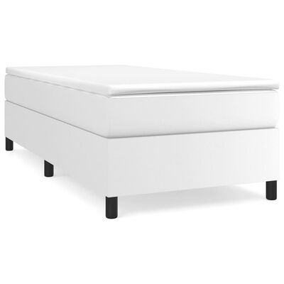 vidaXL Box Spring Bed with Mattress White 39.4"x74.8" Twin Faux Leather
