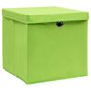 vidaXL Storage Boxes with Covers 10 pcs 11"x11"x11" Green