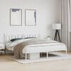 vidaXL Bed Frame White Powder-Coated Steel Super King Bed Frame