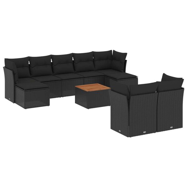 vidaXL Garden Sofa Set Black