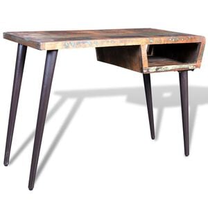 vidaXL Desk Multi-color Reclaimed wood, Painted iron 43.3 x 19.7 x 31.5 in